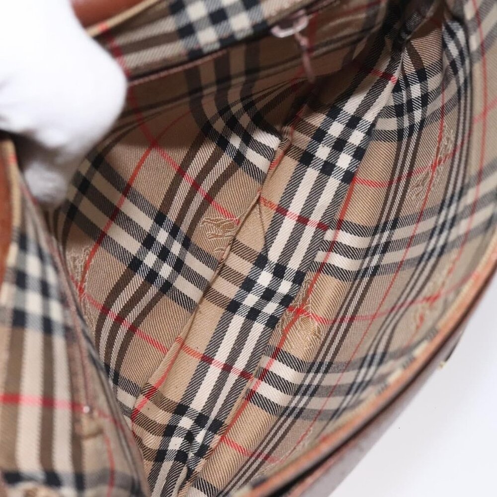 Authentic BURBERRY Shoulder Bag Leather Brown Gold - Picture 3 of 16